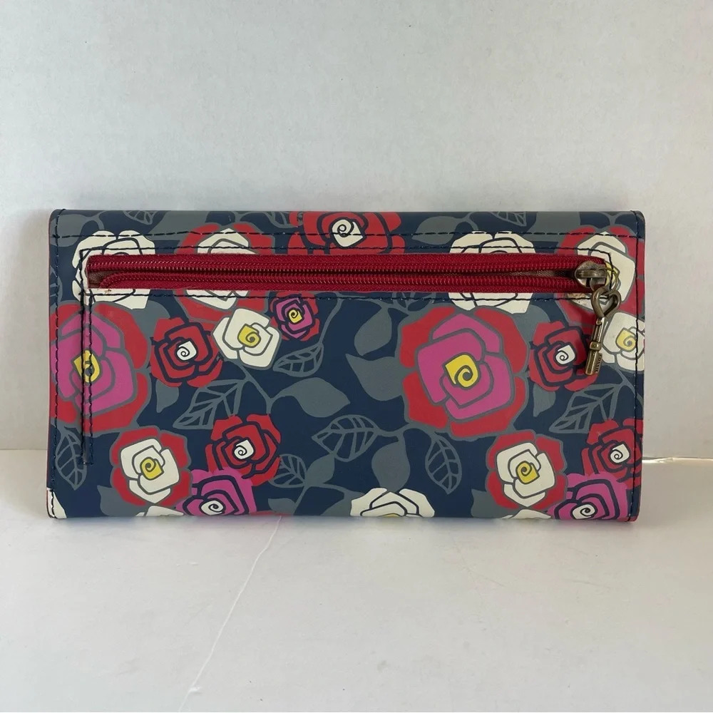 Fossil Floral Passport Leather Wallet & Zip Up For 6 cards Compartment . - Picture 5 of 14